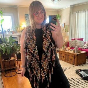 Anthropologie multicolor chunky scarf with fringe